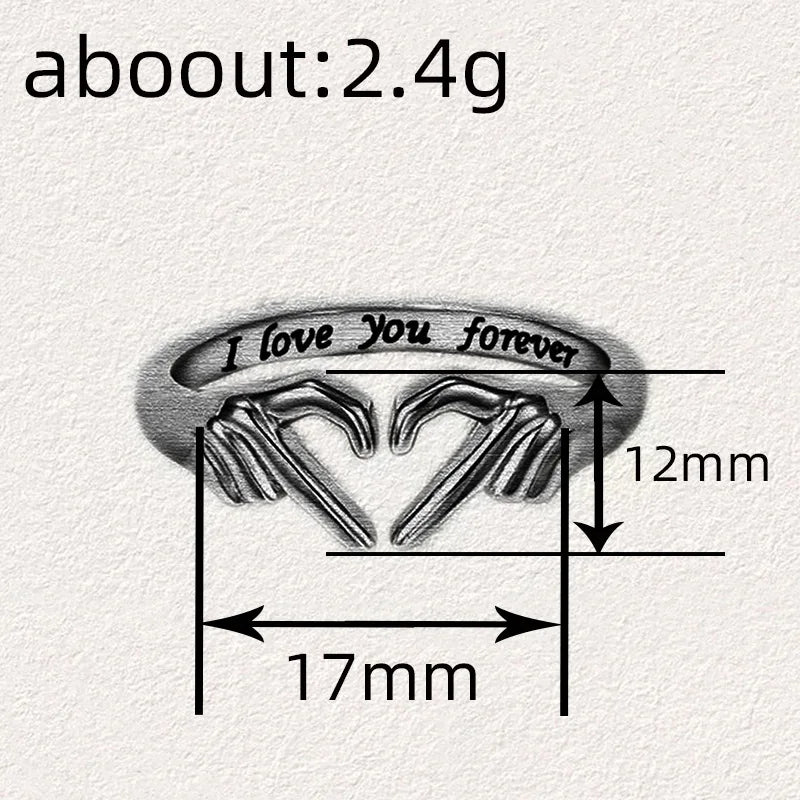 Heart Love Gesture Engraved Classic Statement Ring Sweet Minimalist Fashion Daily Wear Engagement Party Gift Jewelry
