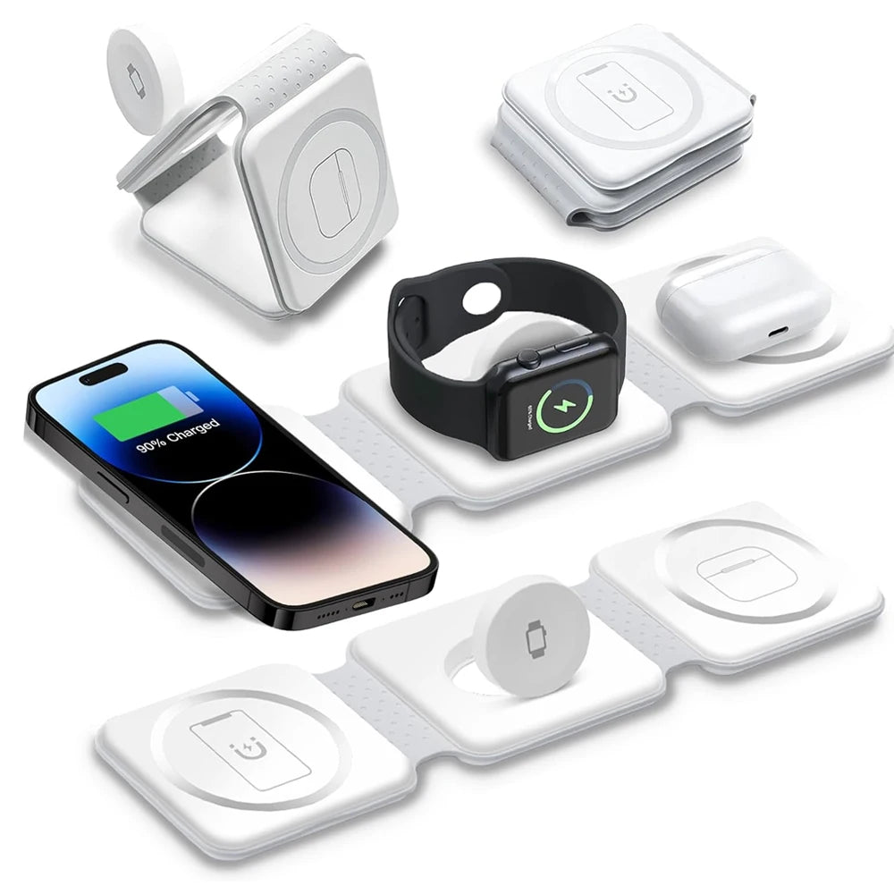 Strong Magnetic Fast Charger Mobile Phone Holder 3 in 1 Foldablw Wireless Chargers for iPhone 17 Pro Max