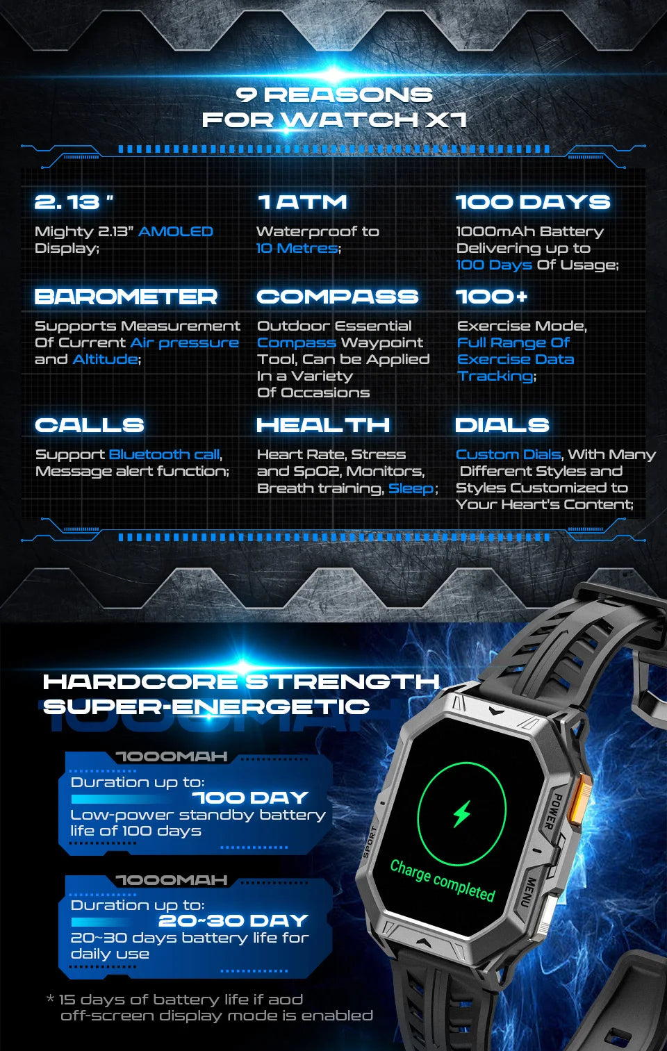 New Release Smart Watch X1 Pro AMOLED Screen Waterproof