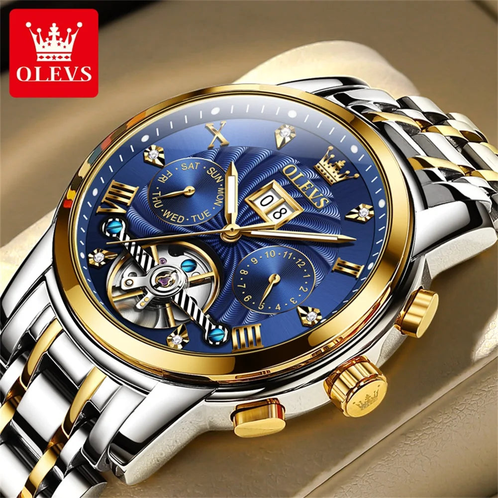 Olevs Tourbillon Mechanical Mens Wrist Watch
