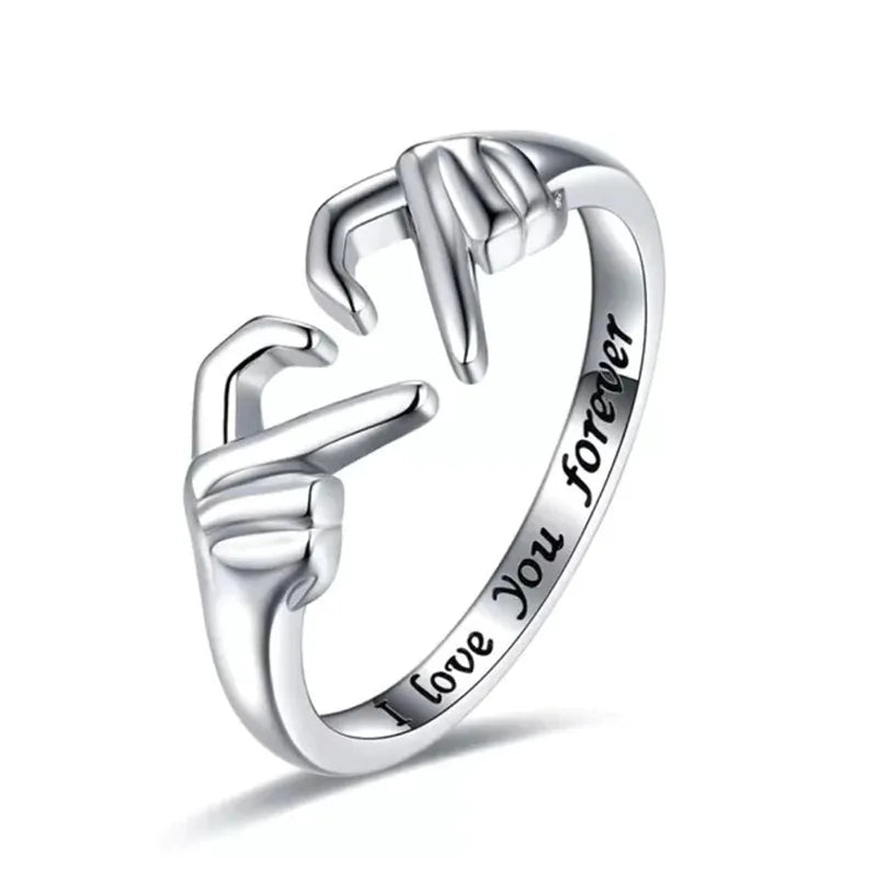 Heart Love Gesture Engraved Classic Statement Ring Sweet Minimalist Fashion Daily Wear Engagement Party Gift Jewelry