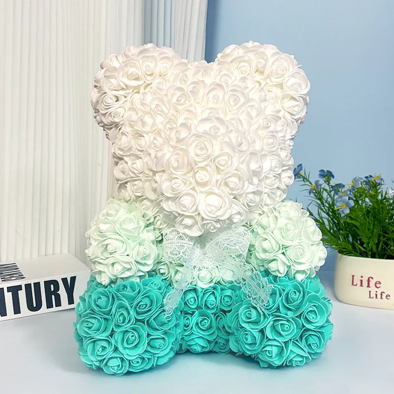 Valentine Gifts Decoration Rose Bear Artificial Flower With Box Lights Teddy Bear for Women Girlfriend Birthday Gift Love Flower