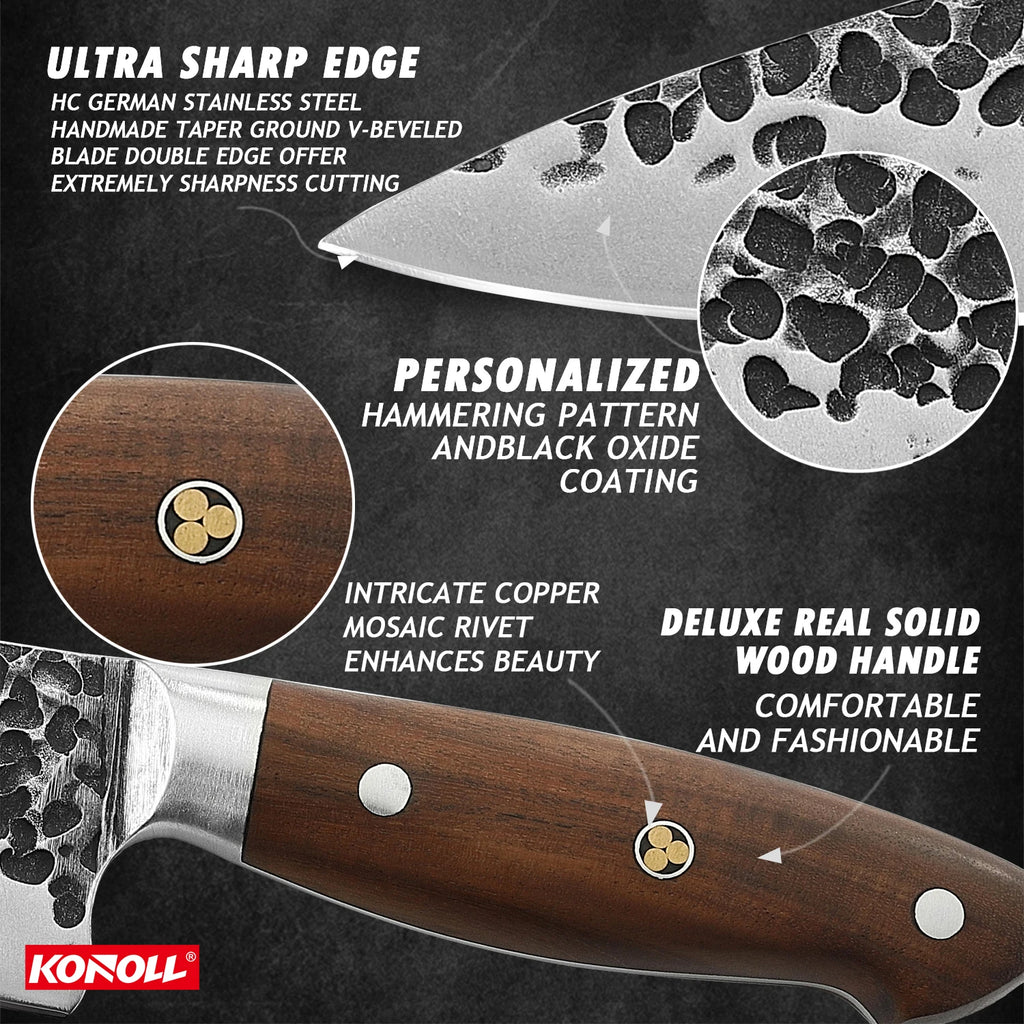 High Quality Professional Handmade Forged Cooking Knife Set 5 Pcs Kitchen Chef Santoku Utility Knife Set