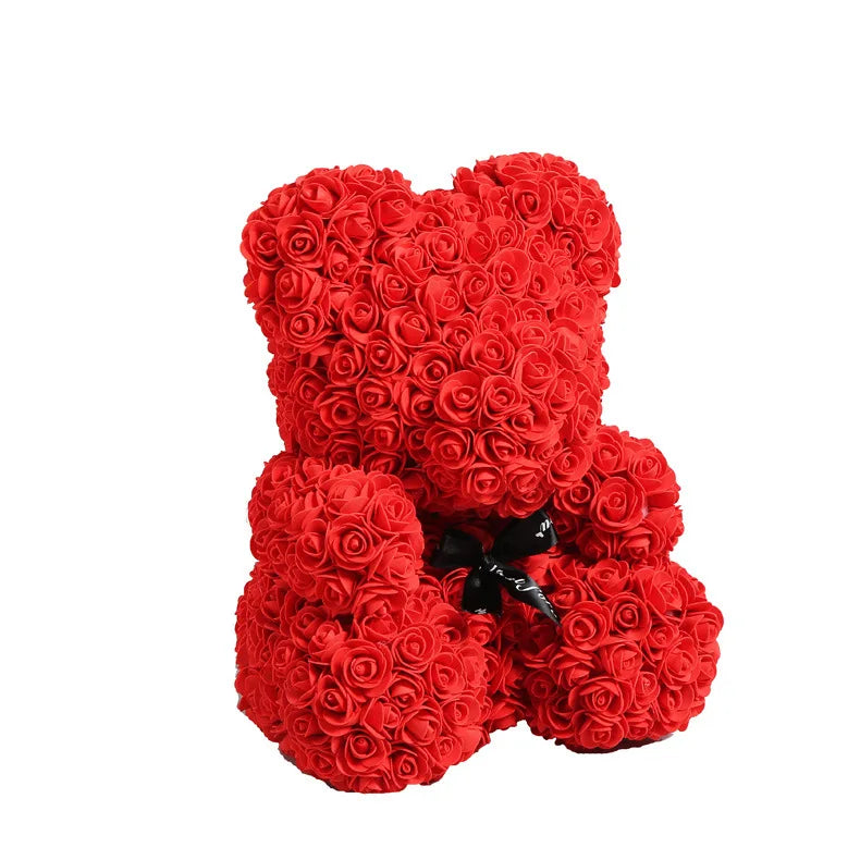 Valentine Gifts Decoration Rose Bear Artificial Flower With Box Lights Teddy Bear for Women Girlfriend Birthday Gift Love Flower