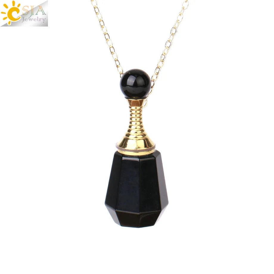 Fillable Crystal Jewelry Natural Stone Pendant Necklace