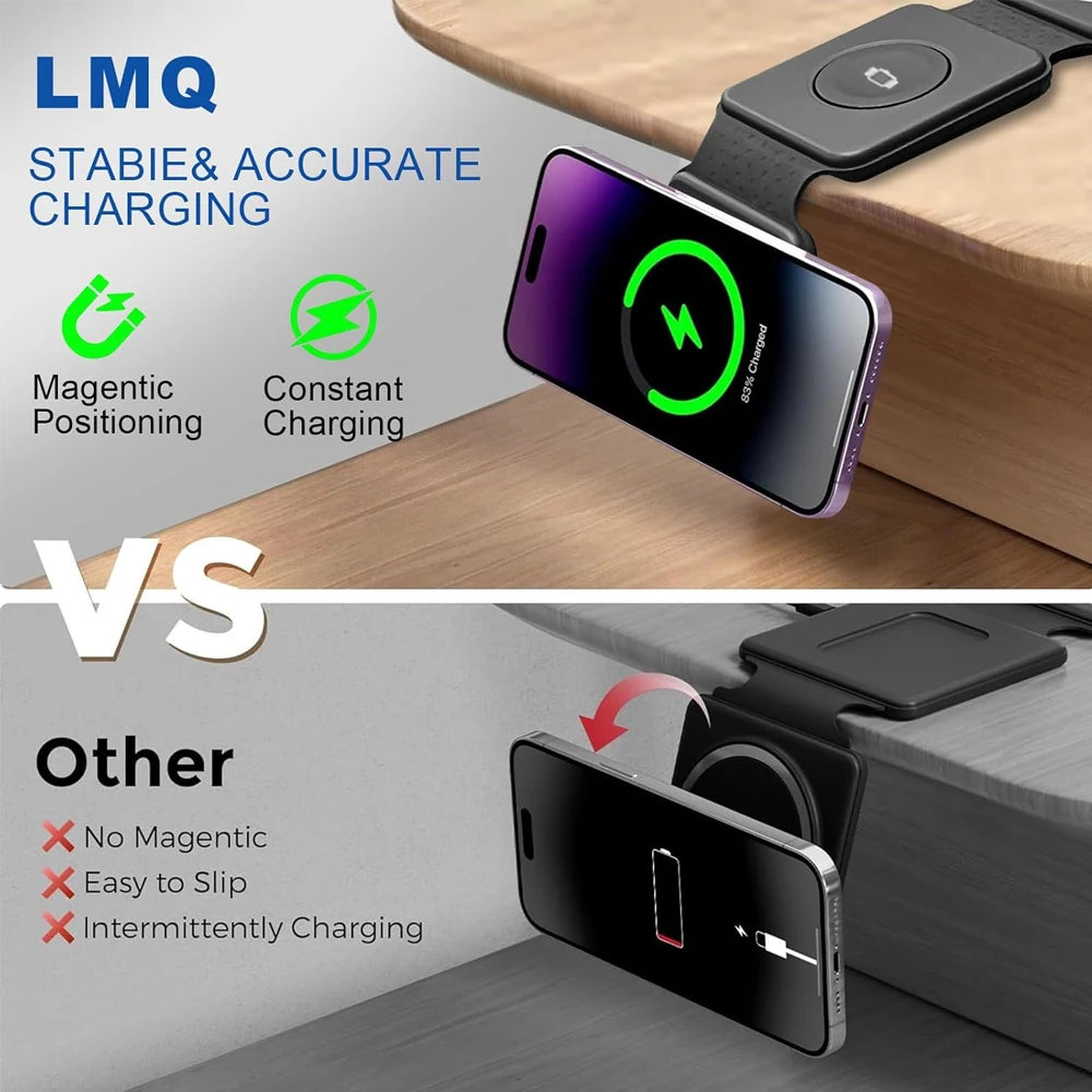 Strong Magnetic Fast Charger Mobile Phone Holder 3 in 1 Foldablw Wireless Chargers for iPhone 17 Pro Max