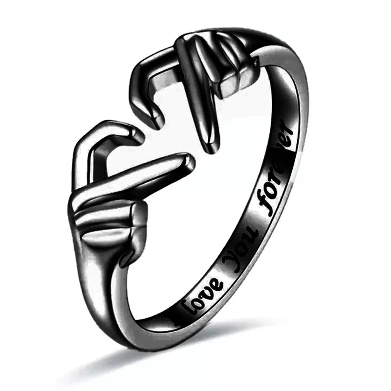 Heart Love Gesture Engraved Classic Statement Ring Sweet Minimalist Fashion Daily Wear Engagement Party Gift Jewelry