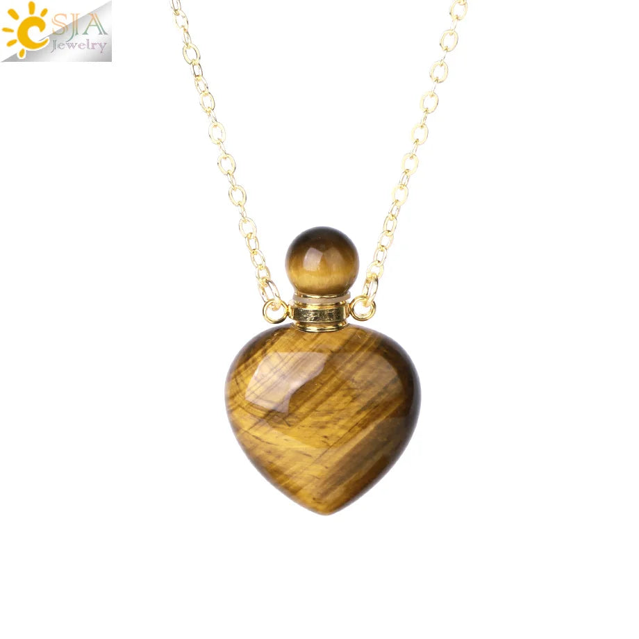 Fillable Crystal Jewelry Natural Stone Pendant Necklace