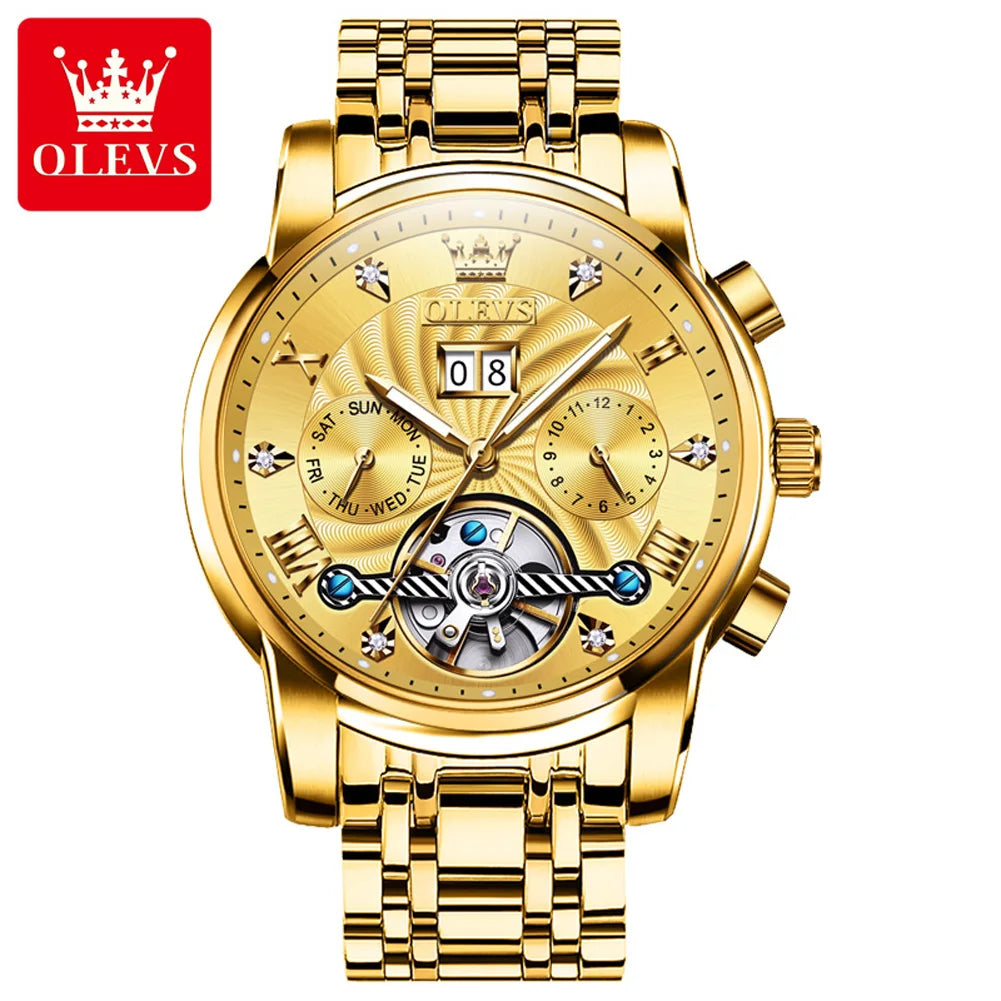 Olevs Tourbillon Mechanical Mens Wrist Watch