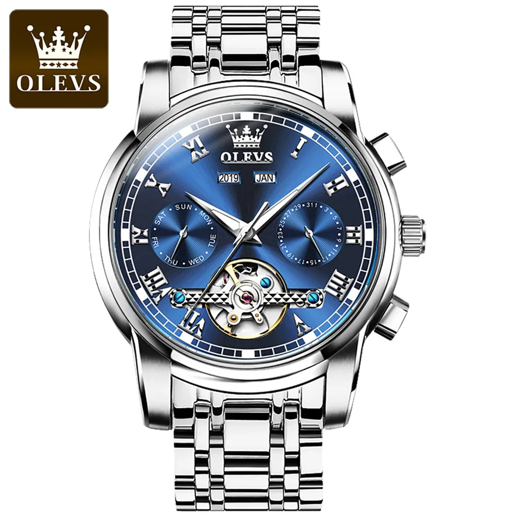 OLEVS Men's Automatic Mechanical Watch Tourbillon Waterproof