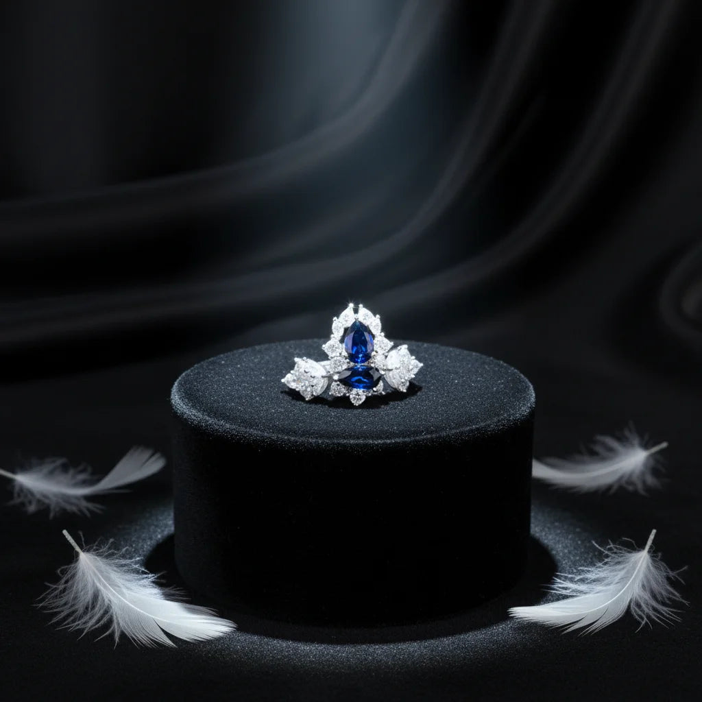Sapphire Gemstone Ring Prong Setting Pear Shape