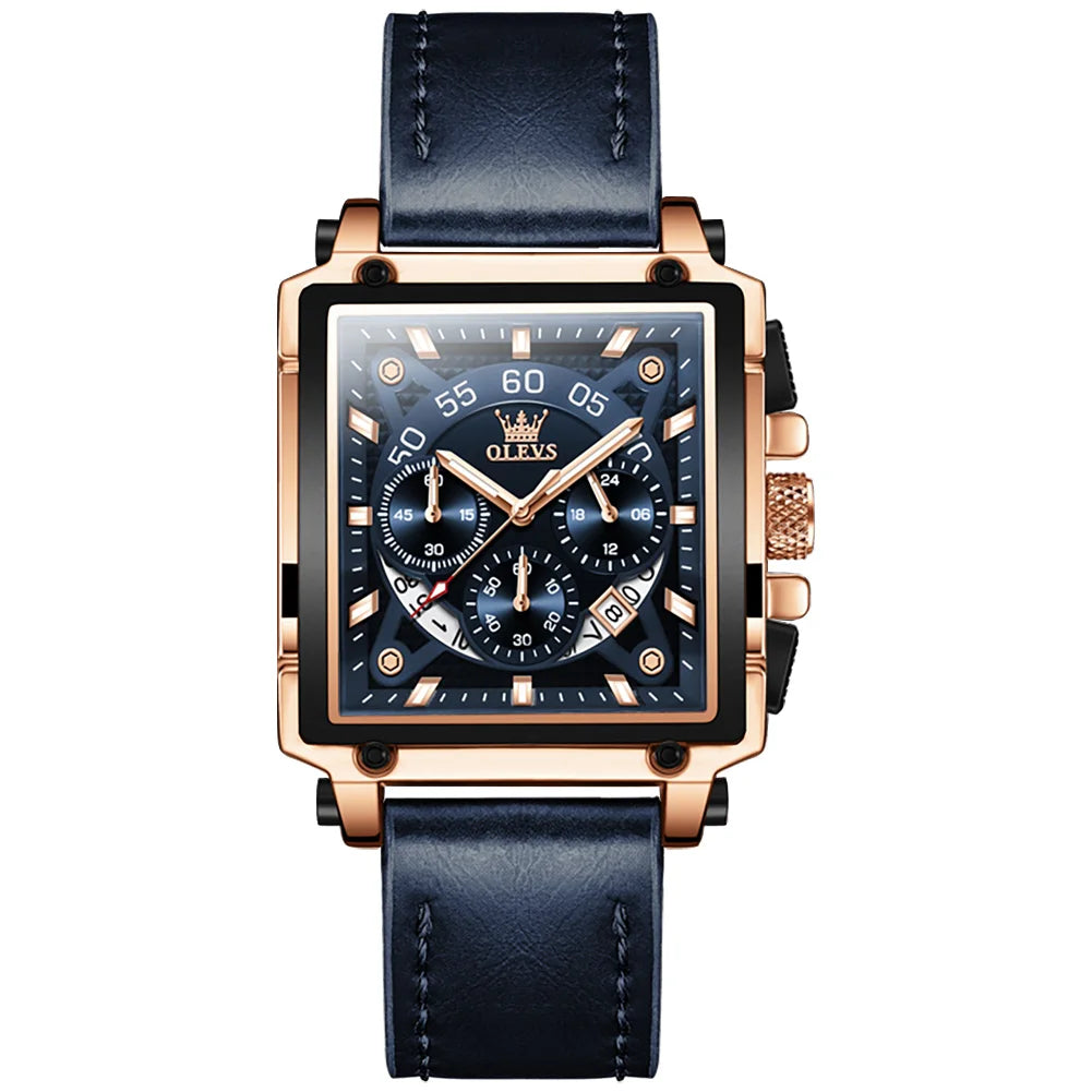 OLEVS Multifunctional Chronograph Square Quartz Watch for Man