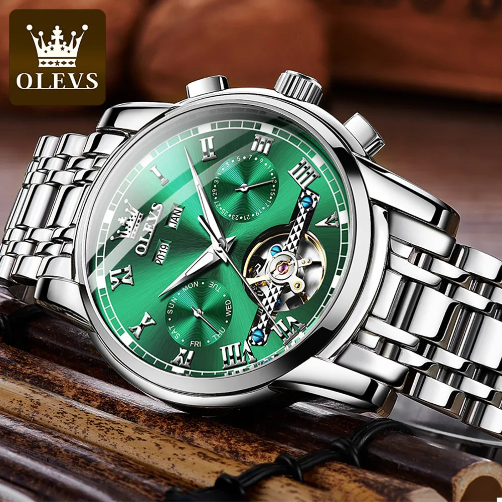 OLEVS Men's Automatic Mechanical Watch Tourbillon Waterproof