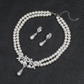 Multi-layer Two-piece Pearl Necklace Earrings Set
