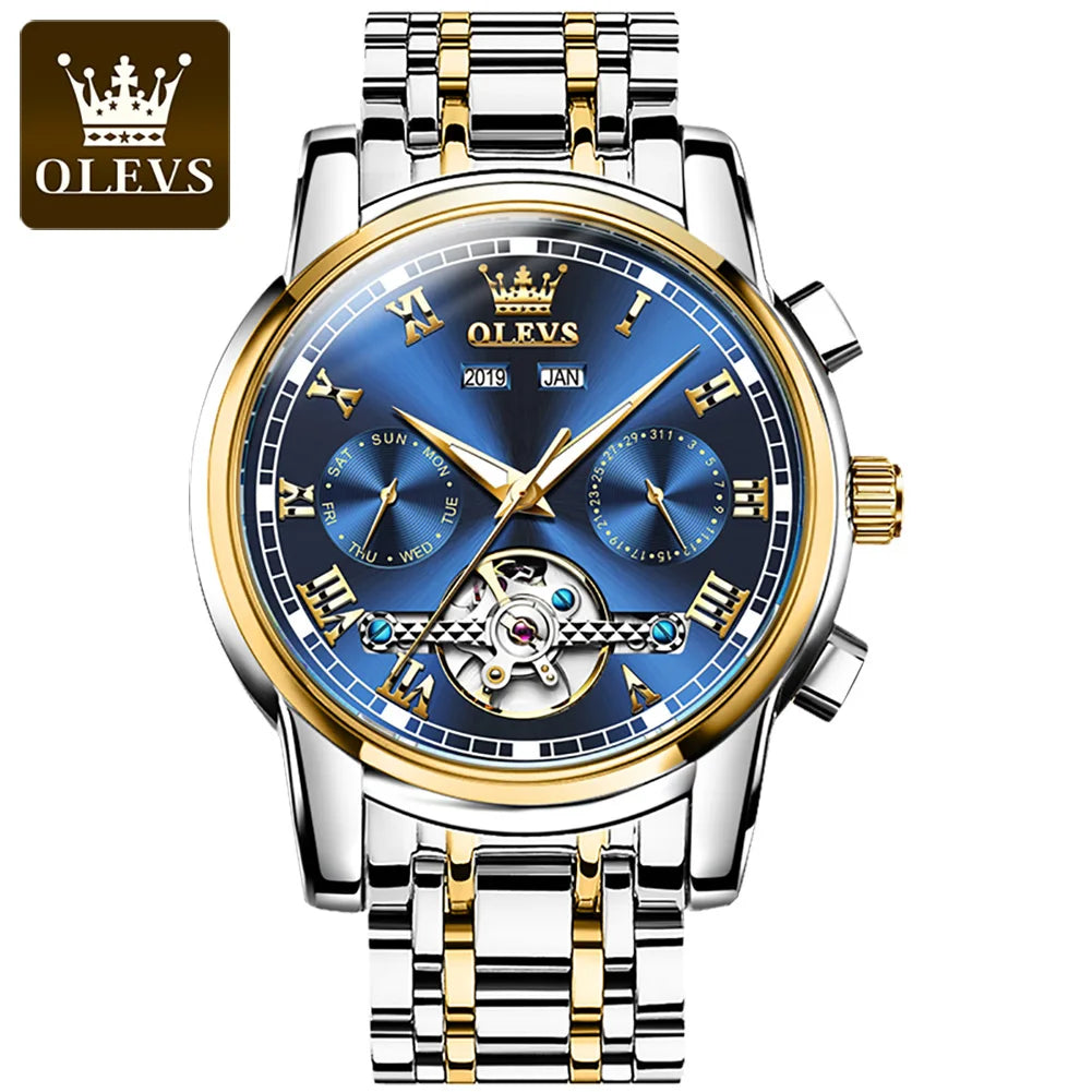 OLEVS Men's Automatic Mechanical Watch Tourbillon Waterproof