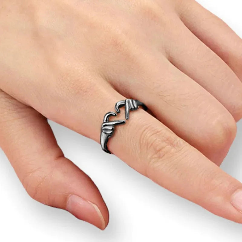 Heart Love Gesture Engraved Classic Statement Ring Sweet Minimalist Fashion Daily Wear Engagement Party Gift Jewelry