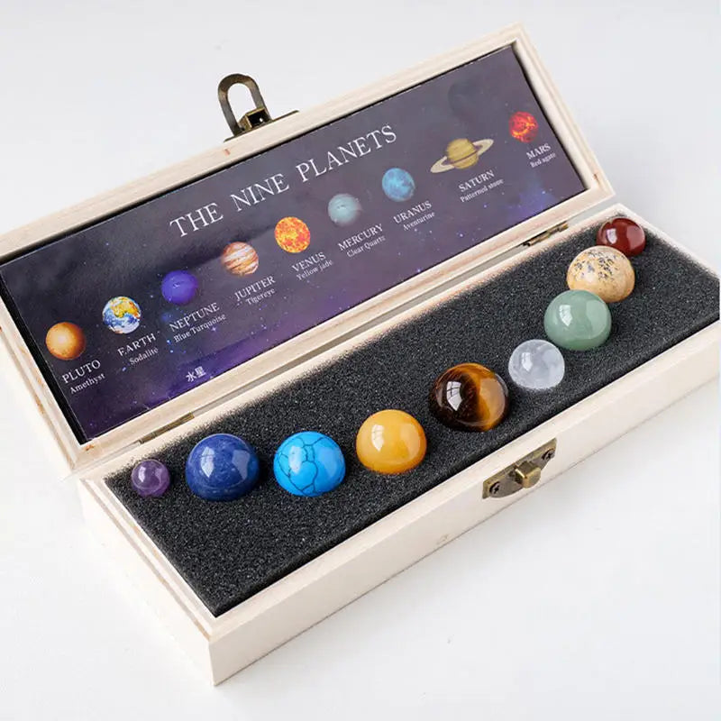 Natural Crystal Healing Stone Nine Planets Feng Shui Ornaments Home Decor Engraved Polished Mineral Chakra Balls Gemstone Sphere
