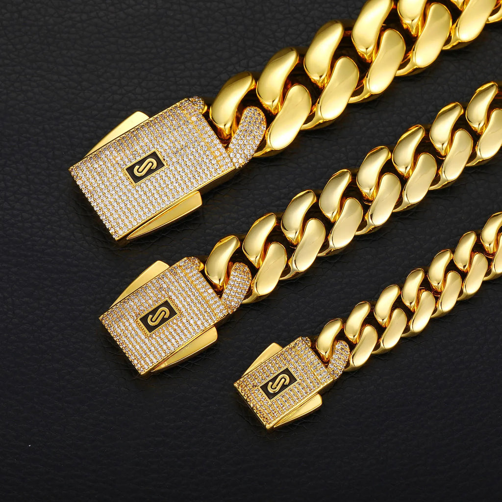 Miami Cuban Link 18K Gold Bracelet Mens