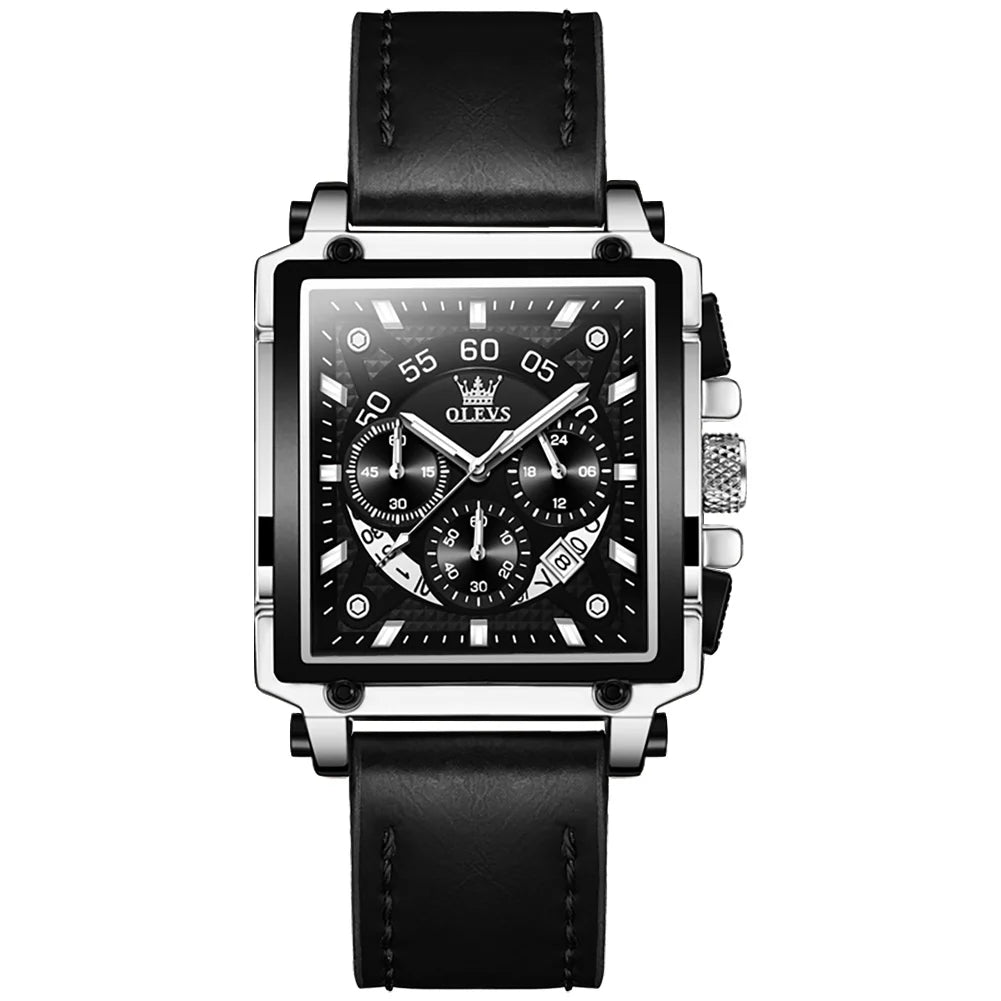 OLEVS Multifunctional Chronograph Square Quartz Watch for Man