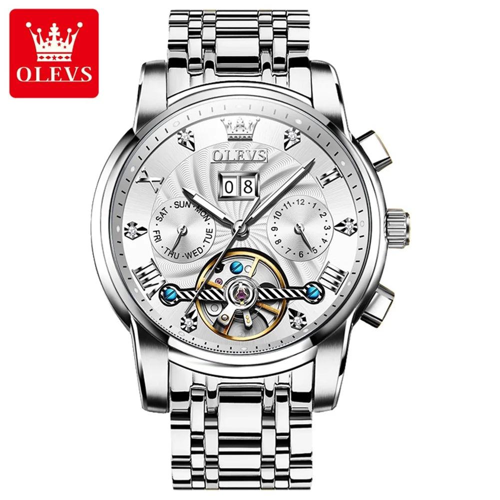 Olevs Tourbillon Mechanical Mens Wrist Watch