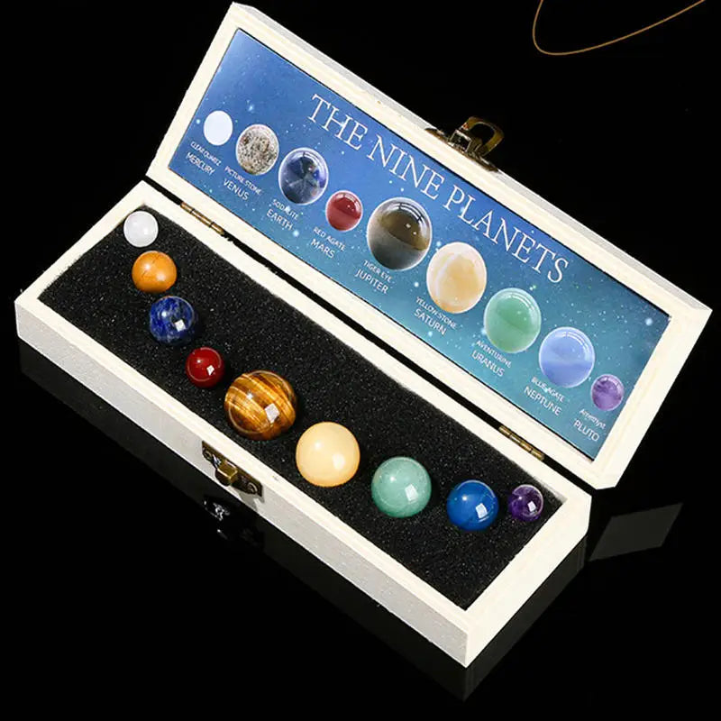Natural Crystal Healing Stone Nine Planets Feng Shui Ornaments Home Decor Engraved Polished Mineral Chakra Balls Gemstone Sphere