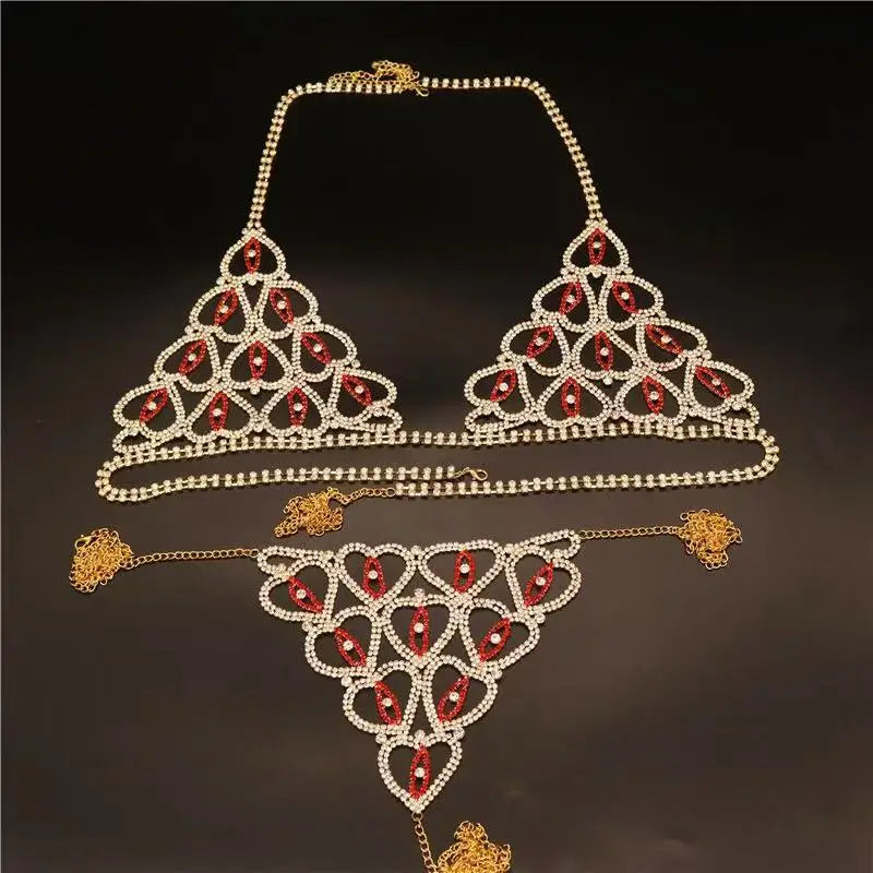 Body Chain Harness for Women Bikini Bra and Thong Set