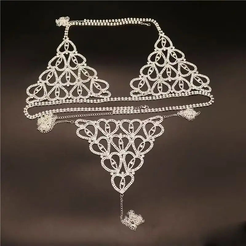 Body Chain Harness for Women Bikini Bra and Thong Set