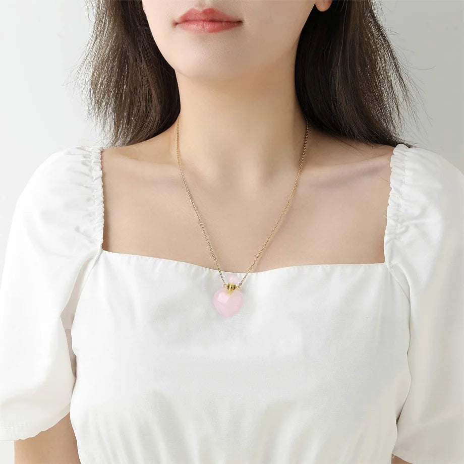 Fillable Crystal Jewelry Natural Stone Pendant Necklace