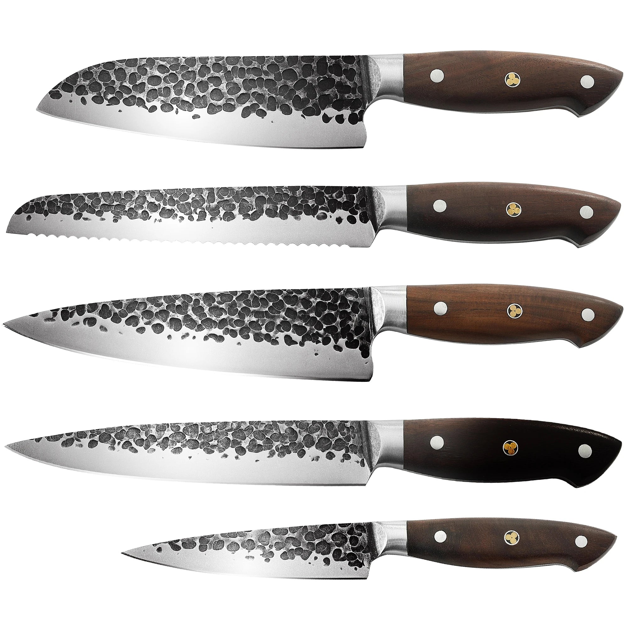High Quality Professional Handmade Forged Cooking Knife Set 5 Pcs Kitchen Chef Santoku Utility Knife Set