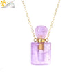 Fillable Crystal Jewelry Natural Stone Pendant Necklace