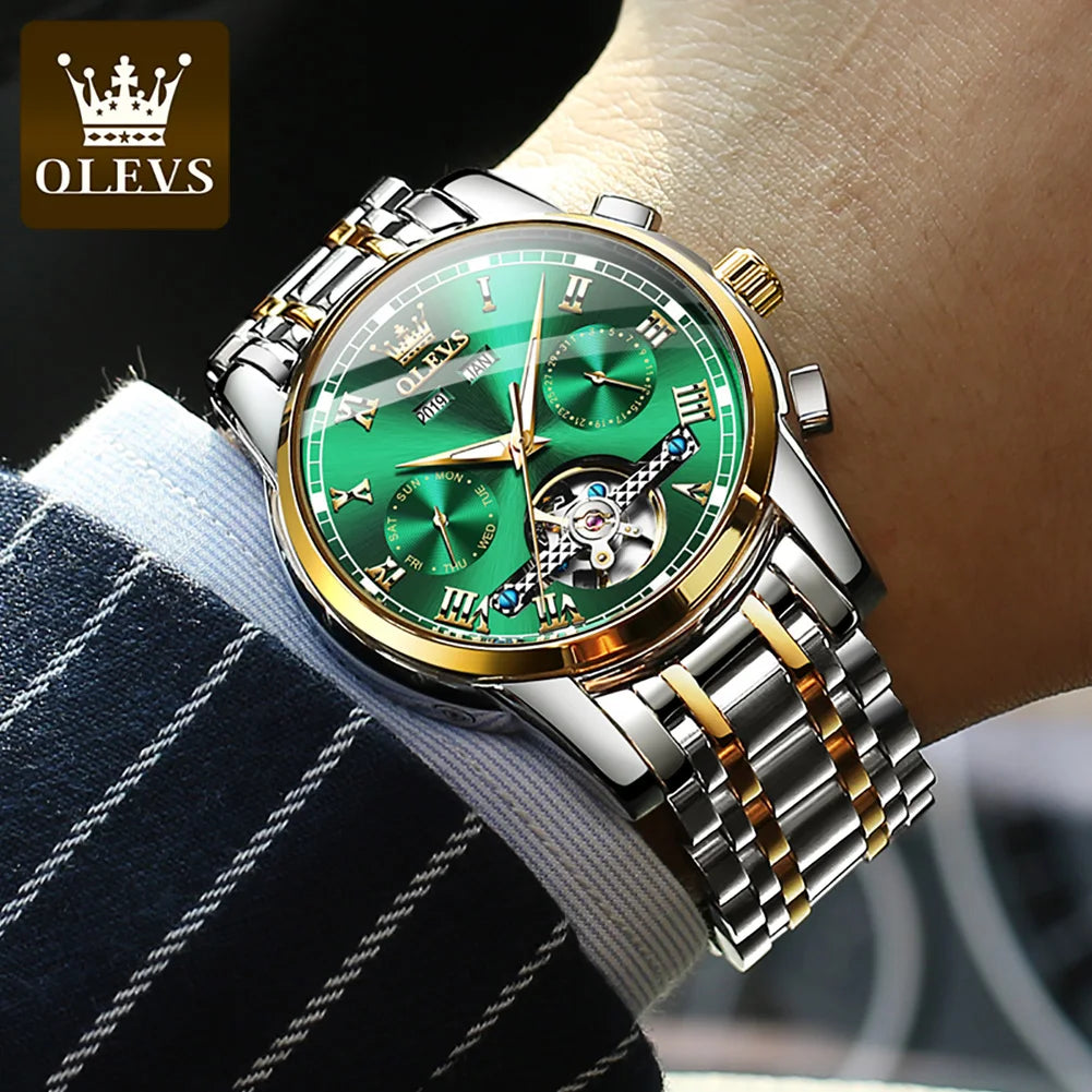 OLEVS Men's Automatic Mechanical Watch Tourbillon Waterproof