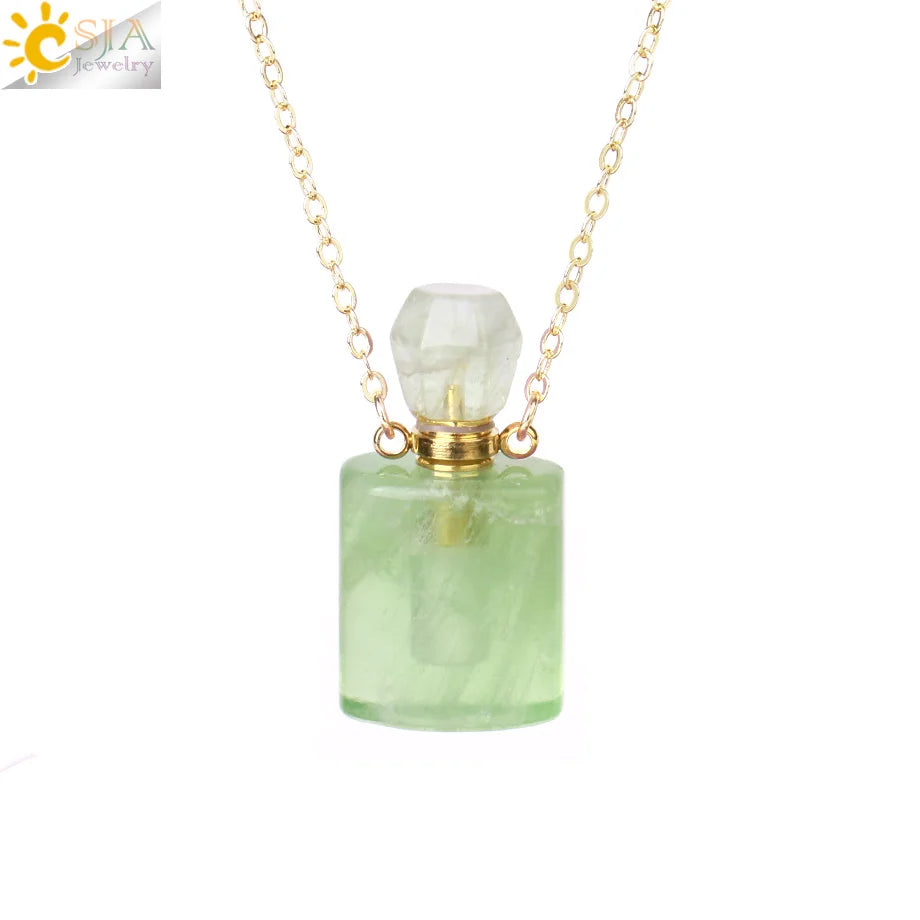 Fillable Crystal Jewelry Natural Stone Pendant Necklace