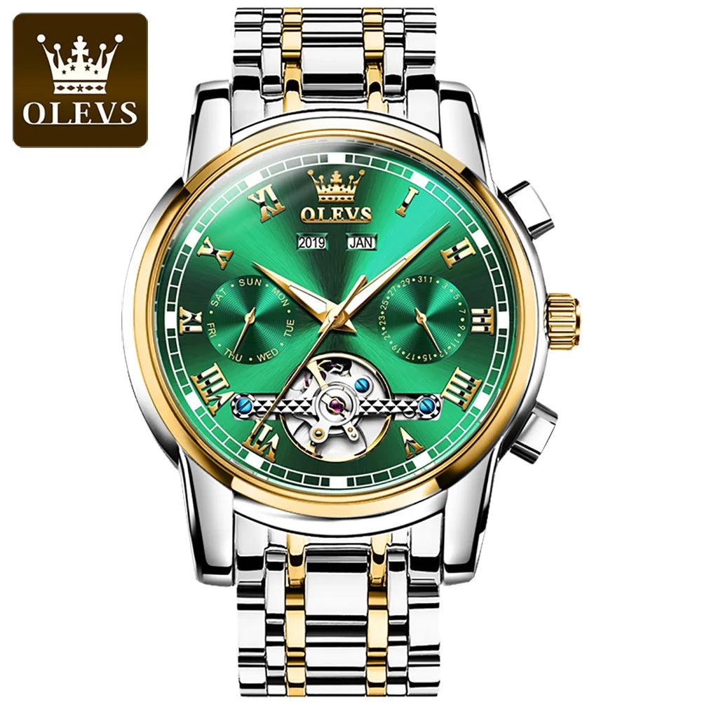 OLEVS Men's Automatic Mechanical Watch Tourbillon Waterproof