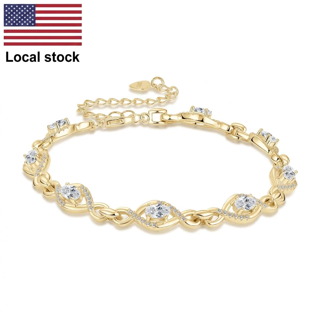 Moissanite Jewelry 925 Silver Fashionable Infinite Link Bracelet for Women Bracelet