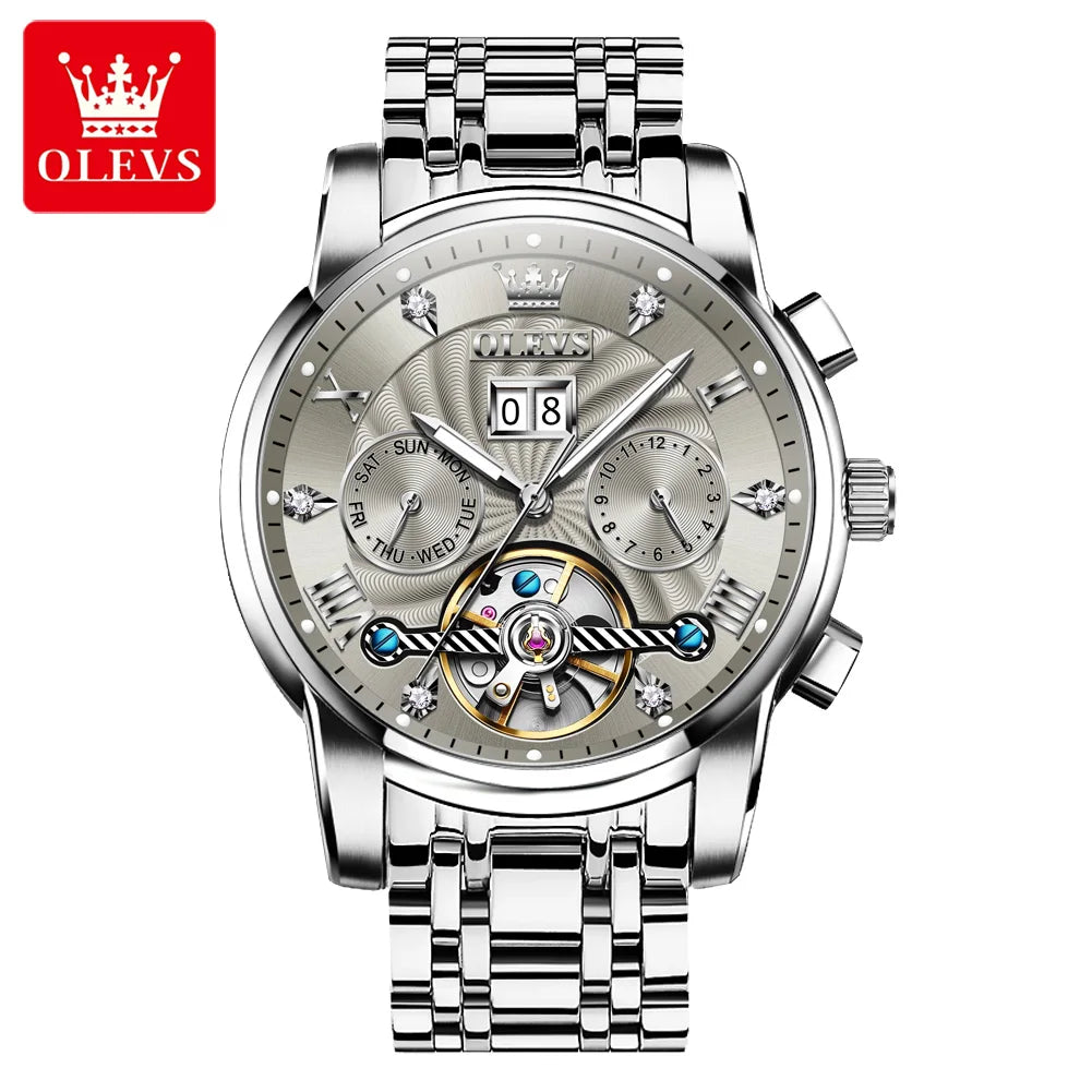 Olevs Tourbillon Mechanical Mens Wrist Watch