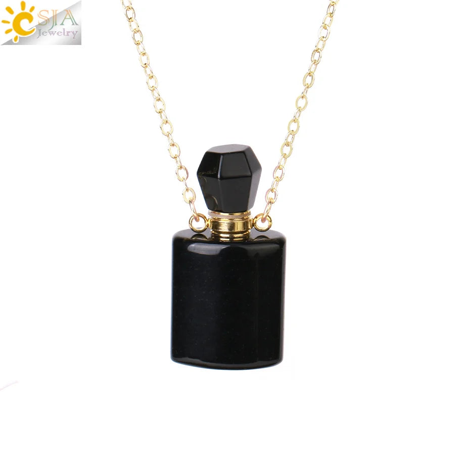 Fillable Crystal Jewelry Natural Stone Pendant Necklace