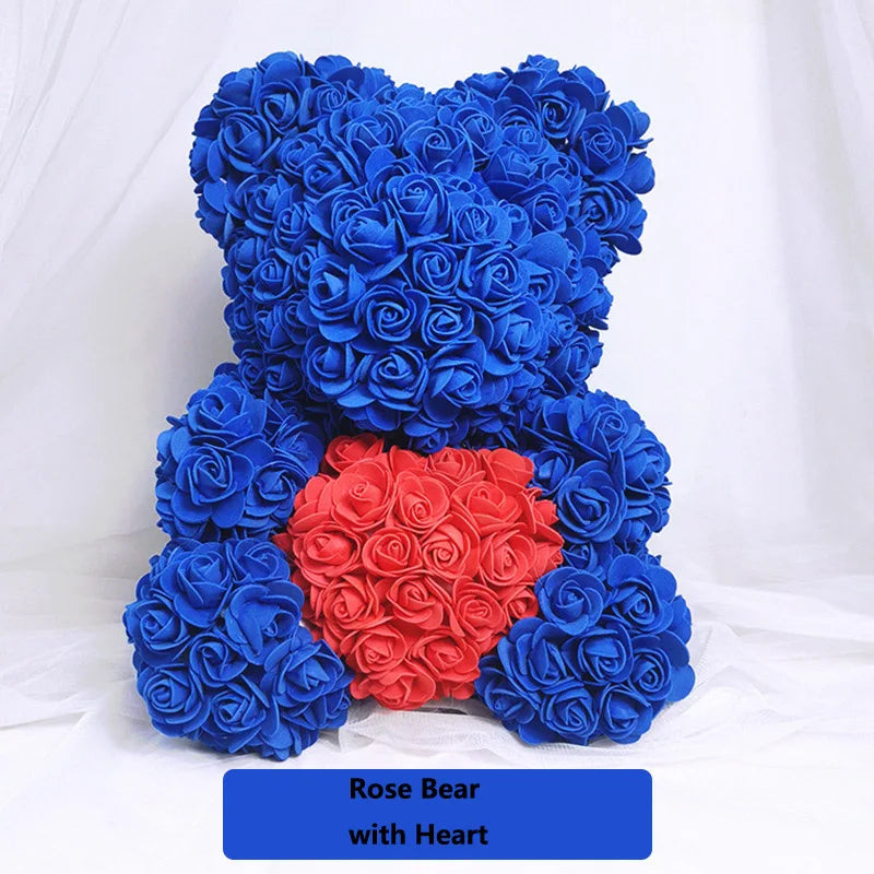 Valentine Gifts Decoration Rose Bear Artificial Flower With Box Lights Teddy Bear for Women Girlfriend Birthday Gift Love Flower