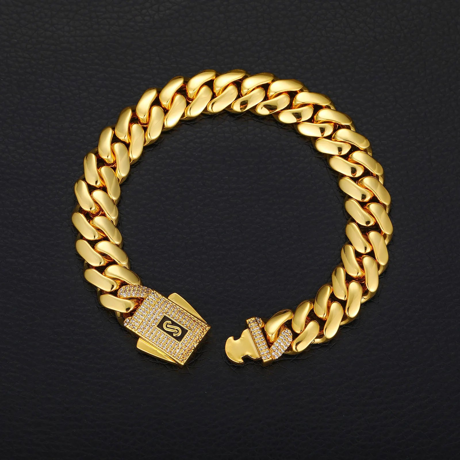 Miami Cuban Link 18K Gold Bracelet Mens