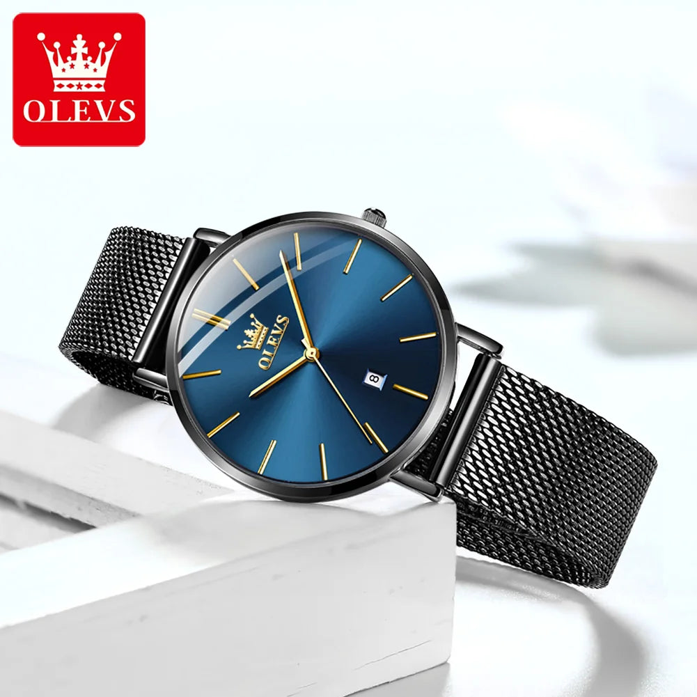 OLEVS Waterproof Fashion Casual Mesh Steel Strap Ultra Thin Elegant Luxury Women's Quartz Watch