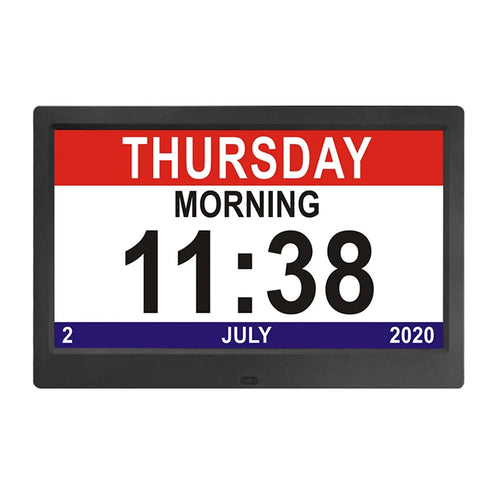 10 Inch Large Table Display 3 Alarms 8 Languages 5 Medicine Reminder White Wifi Led Clock With Photo Video Playback