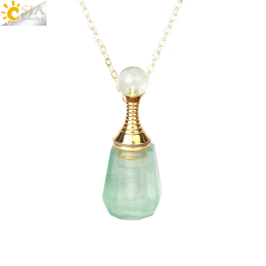 Fillable Crystal Jewelry Natural Stone Pendant Necklace