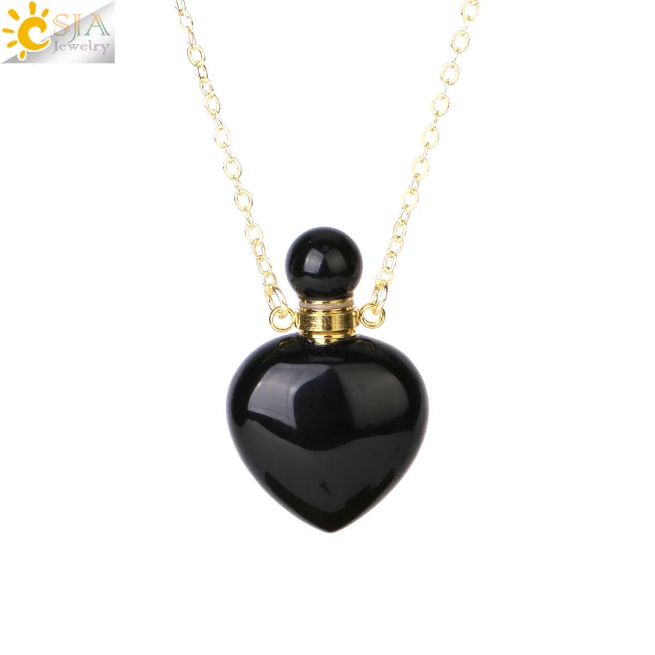 Fillable Crystal Jewelry Natural Stone Pendant Necklace