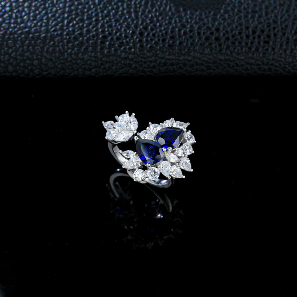 Sapphire Gemstone Ring Prong Setting Pear Shape