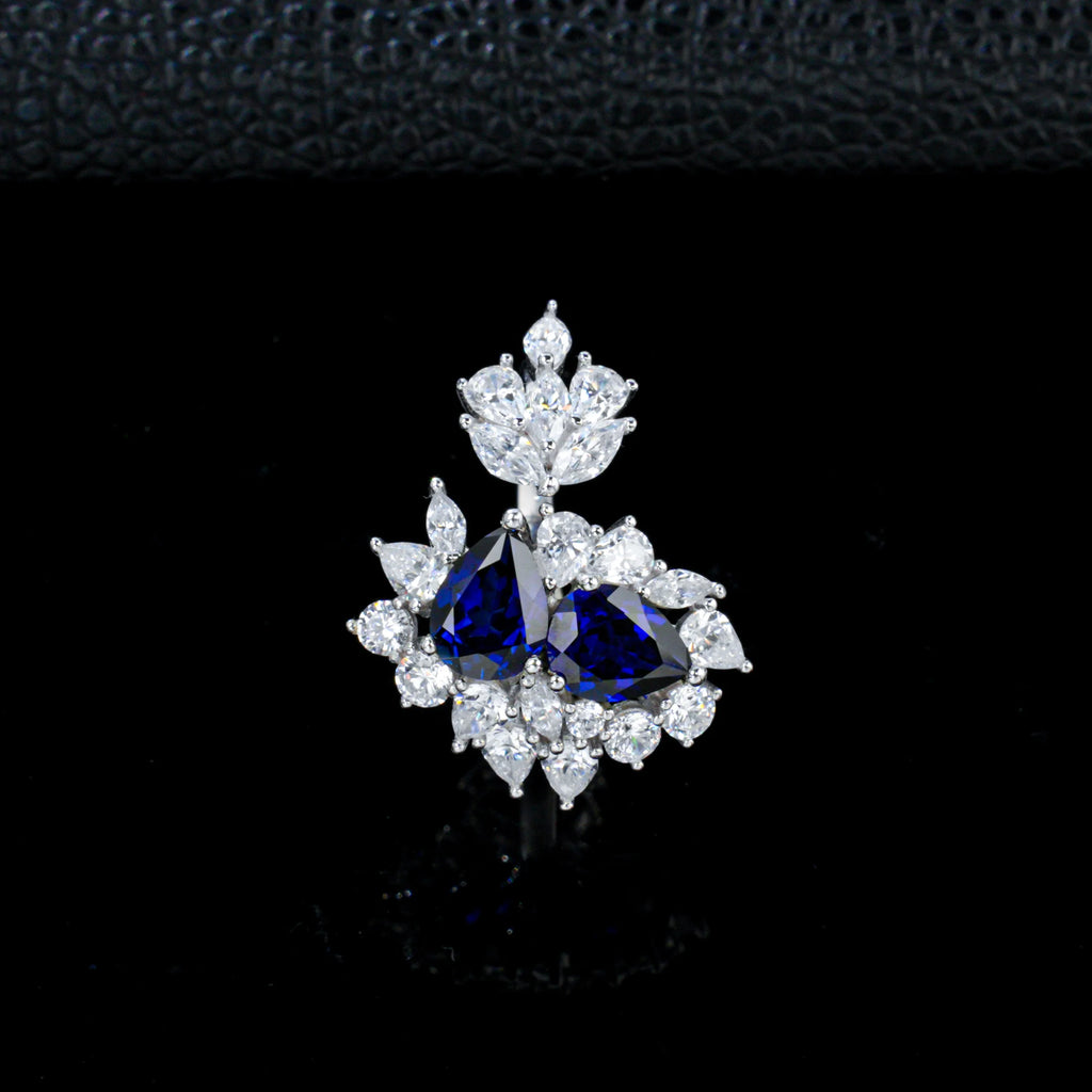 Sapphire Gemstone Ring Prong Setting Pear Shape