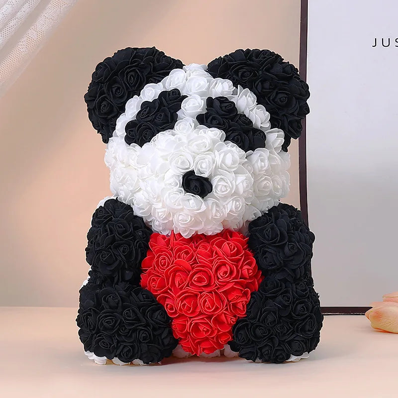 Valentine Gifts Decoration Rose Bear Artificial Flower With Box Lights Teddy Bear for Women Girlfriend Birthday Gift Love Flower