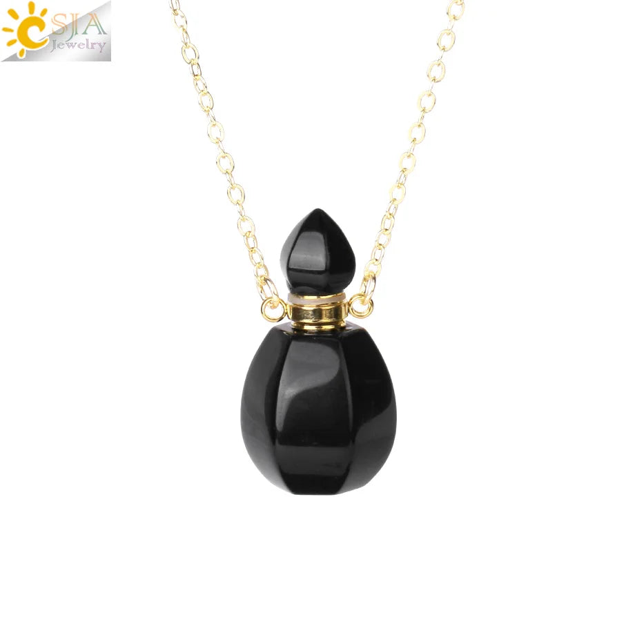 Fillable Crystal Jewelry Natural Stone Pendant Necklace