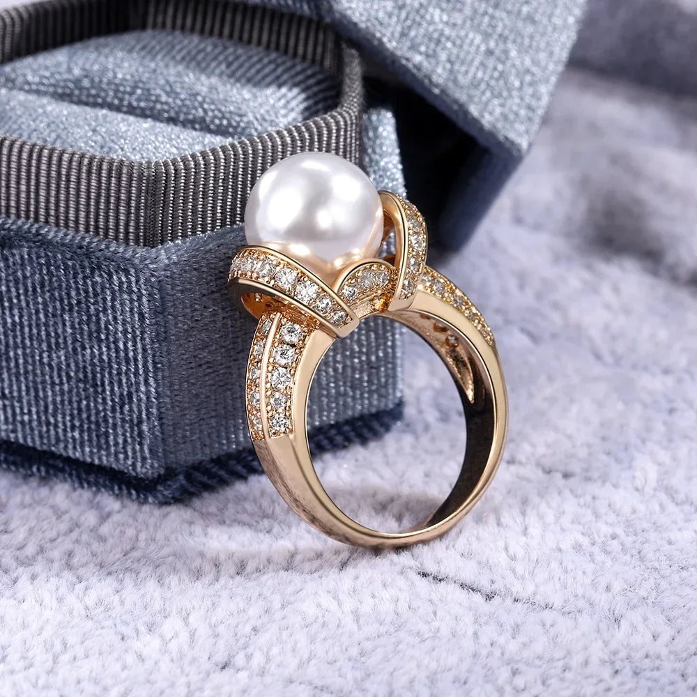 Pearl and Gold Wedding Ring