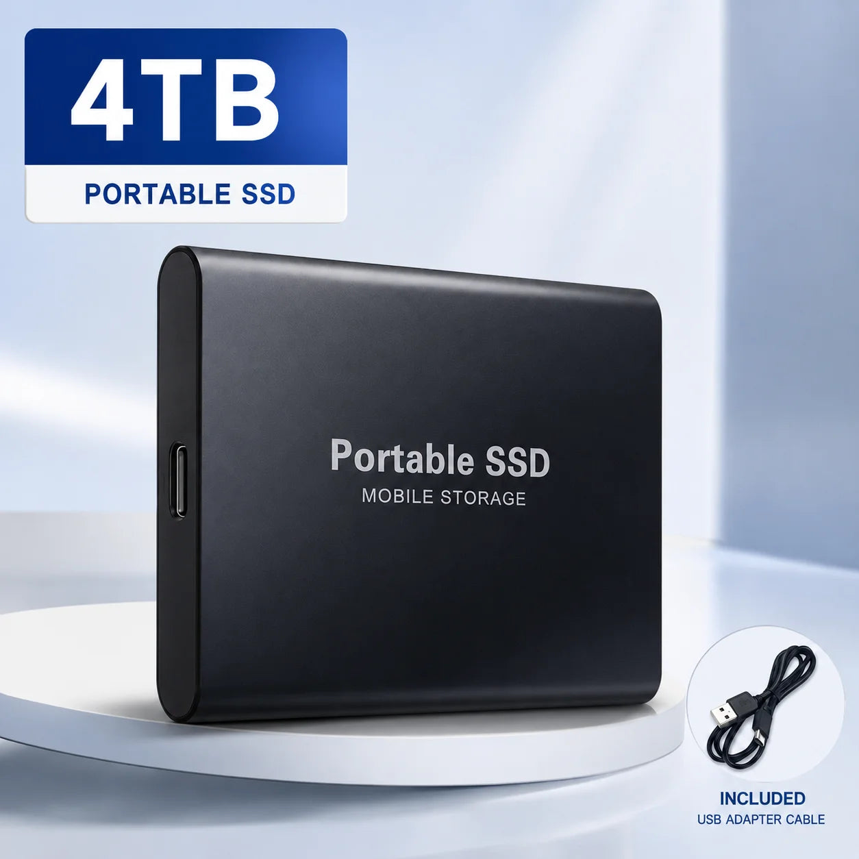 1TB External SSD Portable Hard Drive USB 3.0 Type-C Fast Storage Plug Play for Laptop Mac PC Student Daily Use