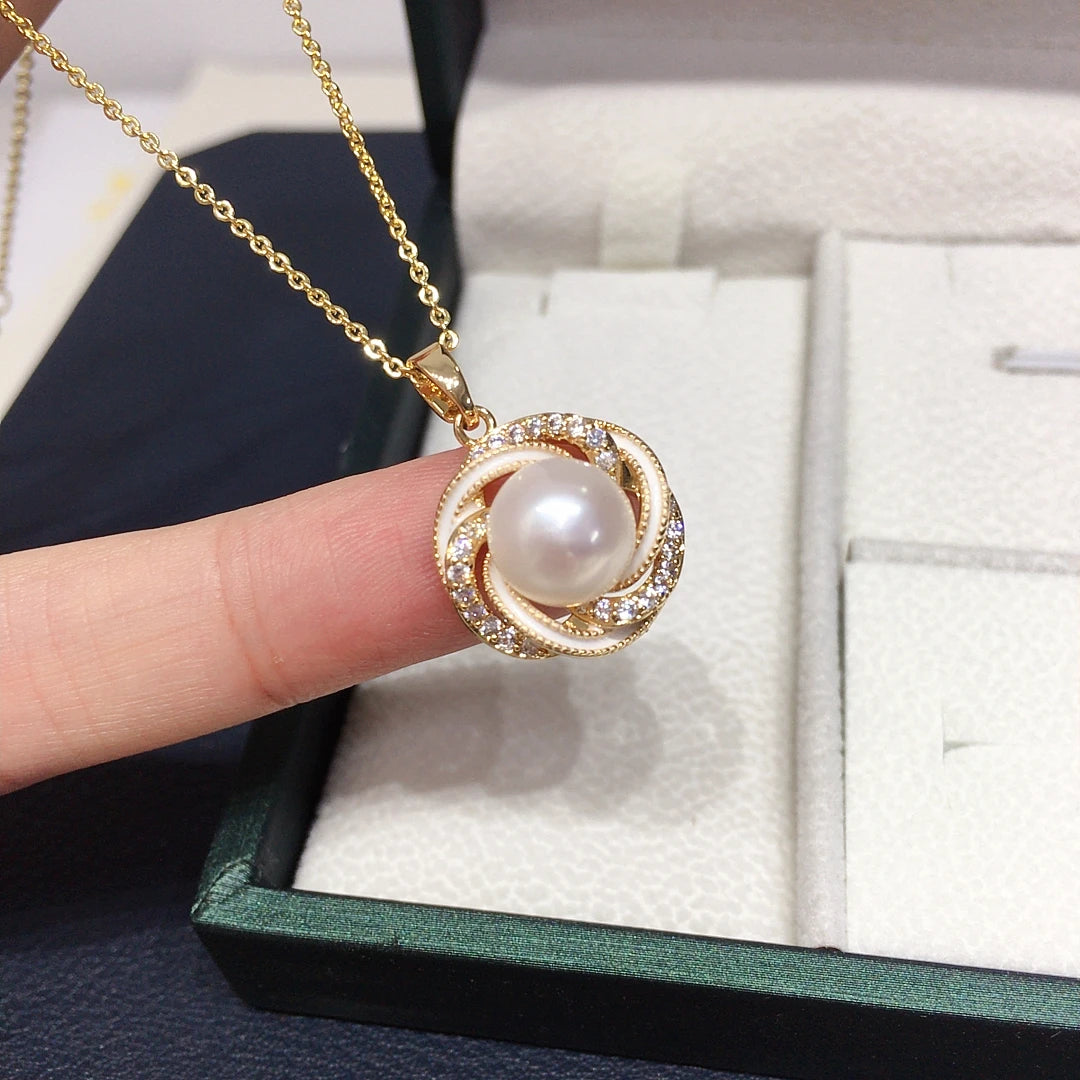 18k Gold and Freshwater Pearl Wedding Set with Bird's Nest Design