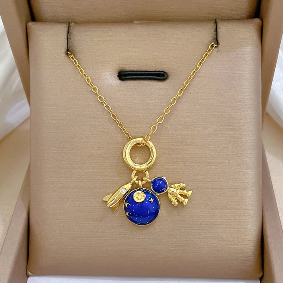 Star Series Necklace Planet Moon Astronaut Pendant Necklaces